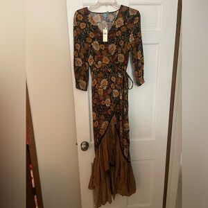 Anthropologie FARM brand max hi low wrap dress. NWT. Size XS
